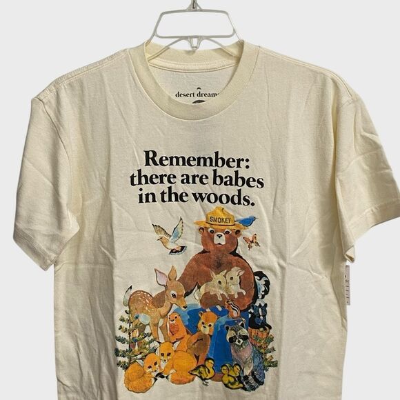 NWT Desert Dreamer Remember There Are Babes In The Wood T-Shirt Sz XS Off-White - Picture 2 of 16